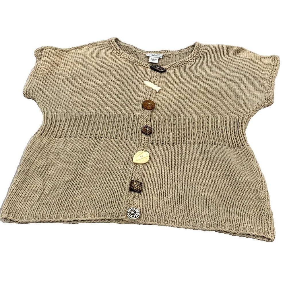 100% Cotton Marie Payzant Knit Top Size M/L w/Nautical Theme Buttons